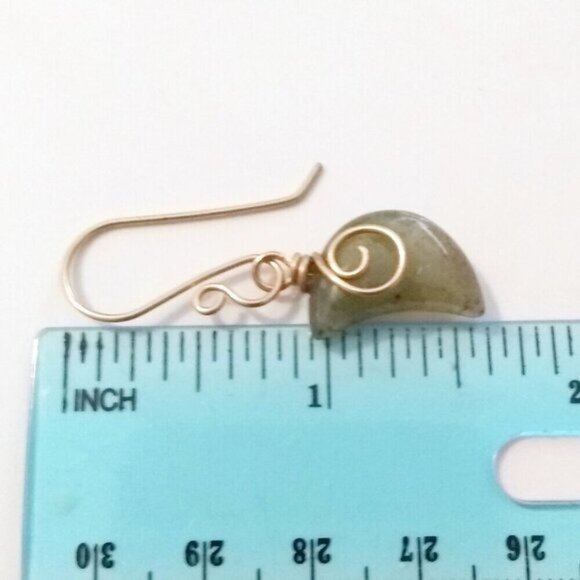Asymmetrical India Agate Moon Earrings! Wire Wrapped! Feminine! Alluring & Sexy! - Picture 9 of 11